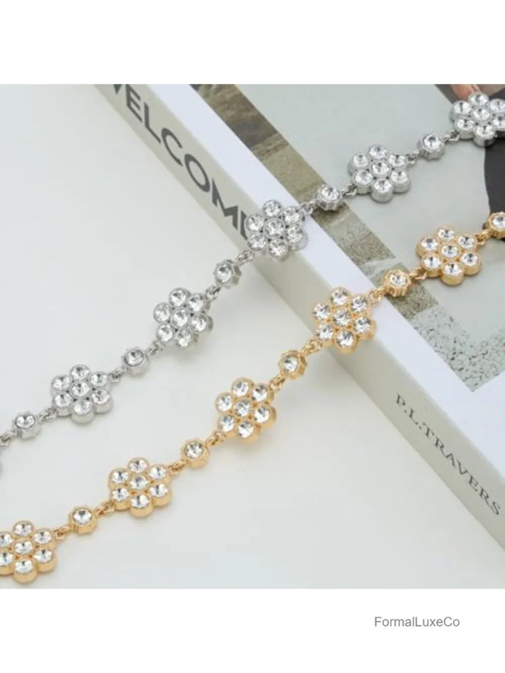 Rhinestone Diamond Flower Waist Belt Decorative Dress Belt